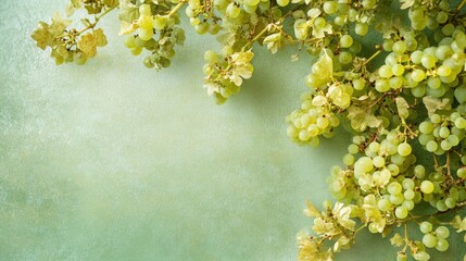 Obraz premium Fresh Green Grapes on Soft Green Background for Healthy Recipes