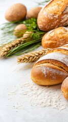 A bunch of freshly baked breads sitting on top of a table