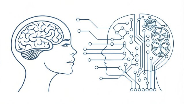 human brain vs ai circuit board clip art preview