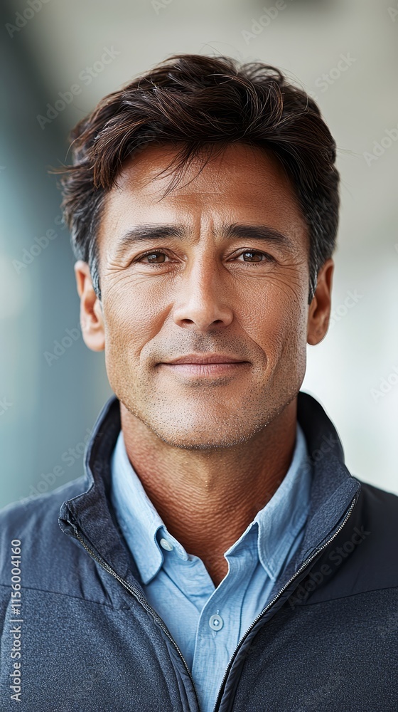 Wall mural A man in a blue shirt and a black jacket