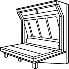 Editable Murphy Bed Outline Vector Graphic