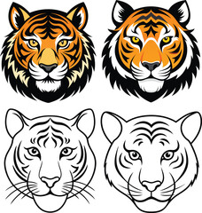 Hungry Roaring tiger face clip art Tiger head tattoo art tiger 