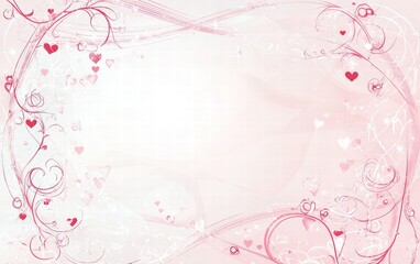 A white and pink gradient background with delicate heart borders and a blank area for text, for Saint Valentines Day