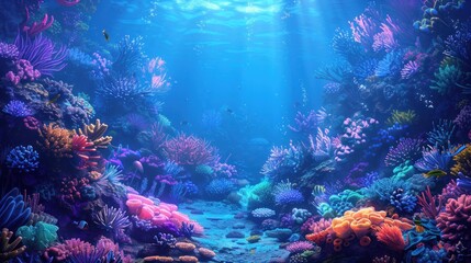 Vibrant Underwater Coral Reef Paradise: A Stunning Digital Artwork