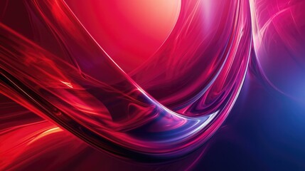 Naklejka premium Vibrant Red Abstract Artwork Background with Dynamic Shapes and Glowing Accents