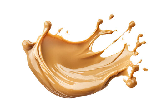 Peanut Butter Splash Isolated on White and Transparent Background