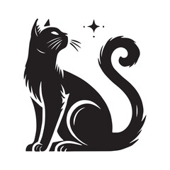 Silhouette of a cat on white background