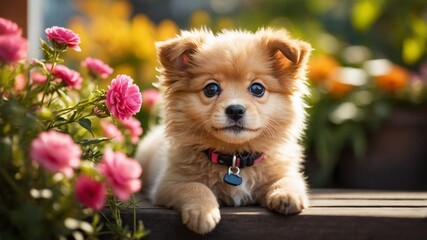 Charming Puppy in a Bright, Cheerful Stock Photo Setting