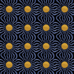 abstract seamless pattern with blue and yellow flowers vector
