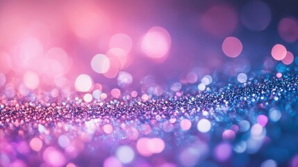 Glittery gradient of blue, lilac, and pink hues; an abstract brilliance blur texture 