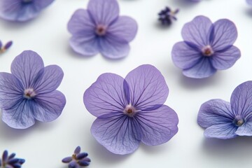 Beautiful lavender flowers arranged on a light background for decorative purposes