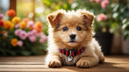 Charming Puppy in a Bright, Cheerful Stock Photo Setting