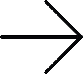 Right arrow icon image with thickness. Right arrow Silhouette Vector symbol isolated on white background stock illustration