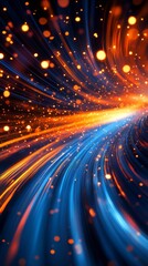 Obraz premium Swirling blue and orange light patterns creating a mesmerizing abstract design