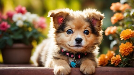 Charming Puppy in a Bright, Cheerful Stock Photo Setting