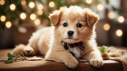 Charming Puppy in a Bright, Cheerful Stock Photo Setting
