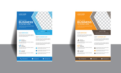  A bundle of 2 templates of a4 flyer, Flyer template layout design. business flyer, brochure, magazine or flier mockup in bright colors. perfect for creative professional business.