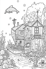 Obraz premium Houses, Animals, Professions coloring pages 