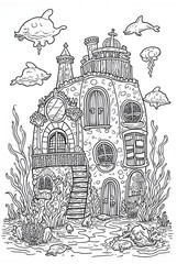 Fototapeta premium Houses, Animals, Professions coloring pages 