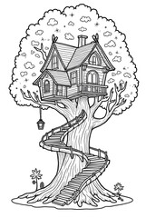 Naklejka premium Houses, Animals, Professions coloring pages 