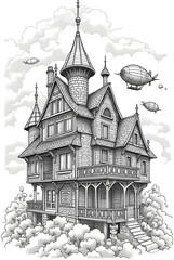 Fototapeta premium Professions, Animals, Houses coloring pages