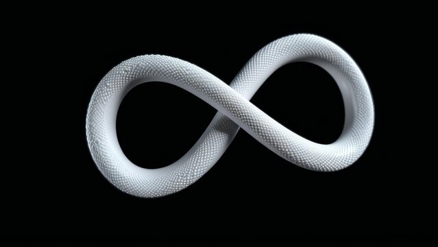 white infinity sign isolated on black background