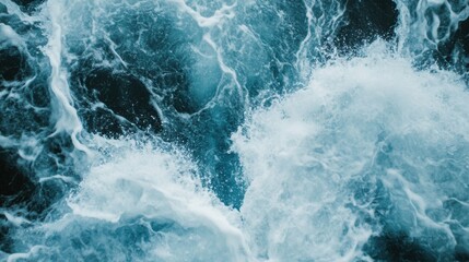 Keila waterfall texture, Estonia. Close-up, long exposure. Blue and white water splashes. Abstract natural pattern. Environmental conservation, travel destinations, graphic resource. Panoramic image