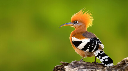 Fototapeta premium Close-Up of a Colorful Hoopoe Perched on a Wooden Branch