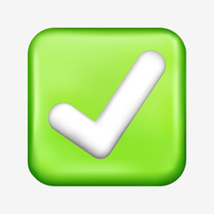 Green check marks 3d. Green tick. Correct. Trendy icons. Symbol sign. Hand drawn. Doodle. Vector. Grunge textures. Brush. Ok. Verified. Textbox and checkbox. Frame vote. Done