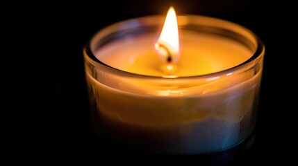 A Single Lit Candle in the Dark: A Symbol of Hope and Tranquility
