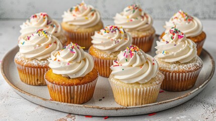 Delicious Vanilla Cupcakes with Colorful Sprinkles