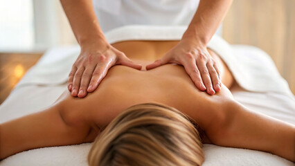 Relaxing massage session for comfort wellness spa indoor environment close-up viewpoint