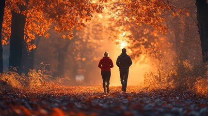 Fototapeta premium Couple doing sport together on the street. Morning run
