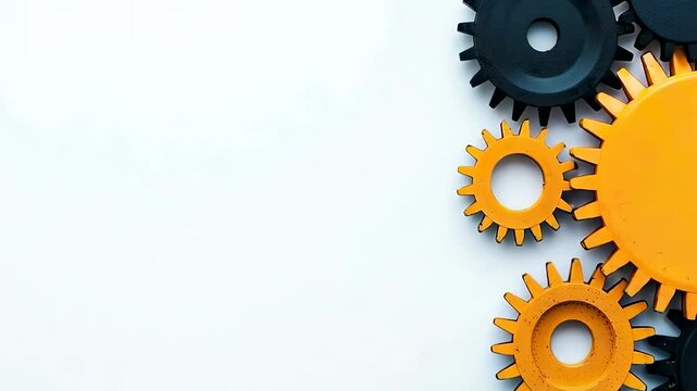 A set of metallic gears interlocking on a white background, representing the concepts of innovation, teamwork, and the mechanisms that drive startups and creative ideas.