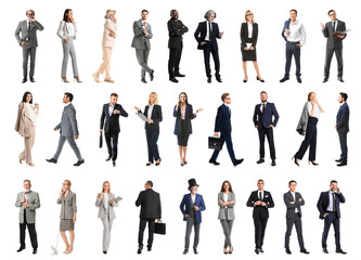 Set of many business people on white background