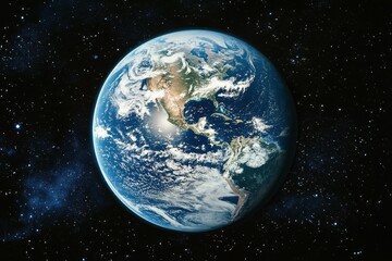 Fototapeta premium Beautiful view of Earth from space showcasing continents and oceans in vivid detail