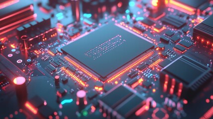Fototapeta premium Dynamic Microchip Designs with Vivid Light Effects