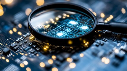 Magnified Microchip Design Under Bright Lighting