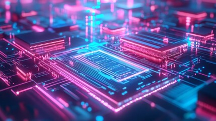 Obraz premium Magnified Microchip Designs Under Sharp Light