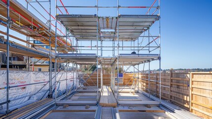 Construction Site Scaffolding: Modern Building Project