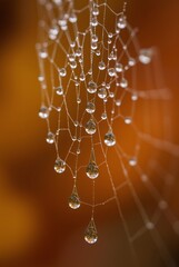 Obraz premium Macro Photography of Water Droplets on a Spider Web.