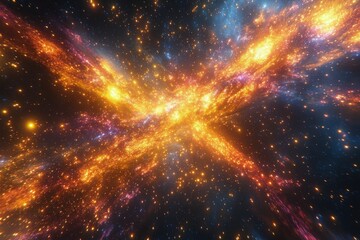 Obraz premium Stunning cosmic explosion of colors and lights in deep space captured at night