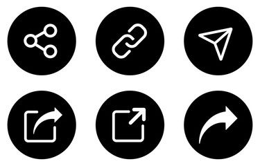 Share icon button set. Share button icon set isolated on white background. Share icon button in flat style. Vector illustration.