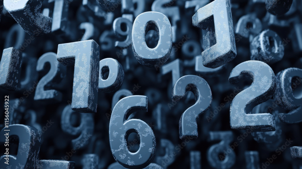 Poster abstract 3d numerical pattern with floating numbers concept background