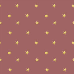 Seamless pattern with shining golden stars. Shiny stars. Gentle childish background
