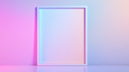 Abstract background with white frame, iridescent and holographic shades, with a white frame. Creative banners, space for text.