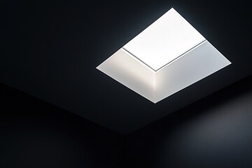 Dark room with strip of light coming from the roof window as abstract background