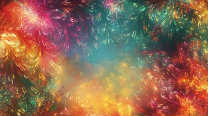 Vector decorative border with colorful exploding fireworks in the sky on transparent background - celebration card, festival banner
