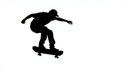 Fototapeta premium Skateboarder soaring high against a bright white background showcasing daring acrobatics in the air
