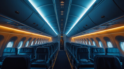 Fototapeta premium airplane interior vip jet business class cabin empty without people